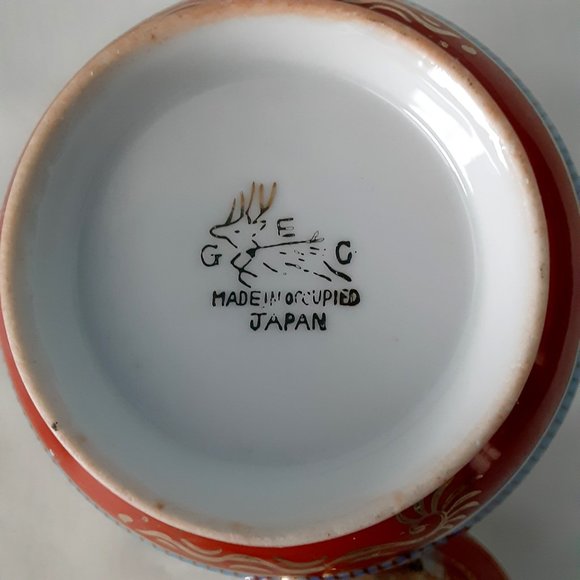 Rare- Made in Occupied Japan, 1000 Faces Design, Lidded Sugar & Creamer Bowl Set - Picture 7 of 10